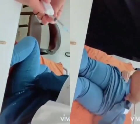 الدكتور الفحل بيصور الشراميط وهما بياخد الحقنه في طيازهم