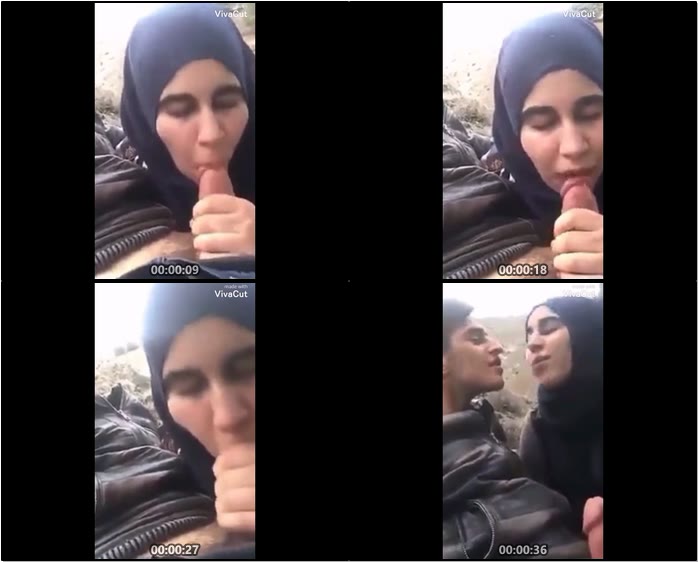 محجبة تمص الزب بعنف وتبوس عشيقها في الشارع